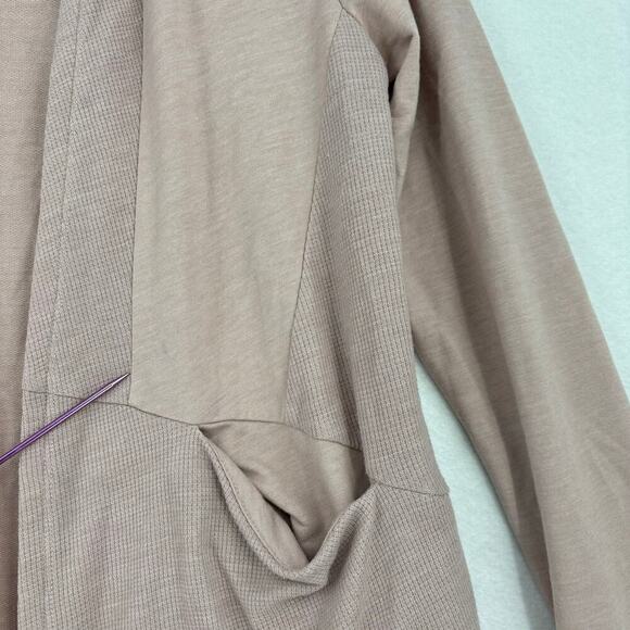 LOGO Lounge Lori Goldstein French Terry Open Cardigan Waffle Panels Beige XS - Picture 6 of 9